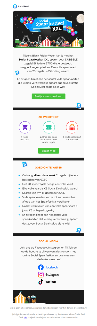 🎪 Spaarfestival XXL: Spaar dubbel zoveel zegels tijdens Black Friday Week! 🖤