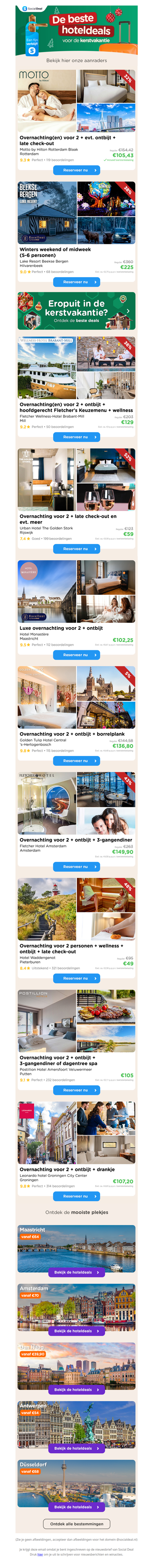 🏨🎅 Lastminute-overnachting tijdens de kerstvakantie? Bekijk alle voordelige hoteldeals! 🎄
