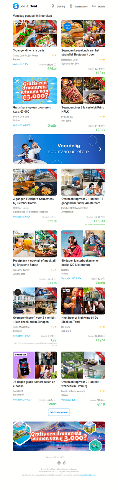 2-gangen keuzelunch aan het strand bij Restaurant Jooi! | 3-gangendiner à la carte