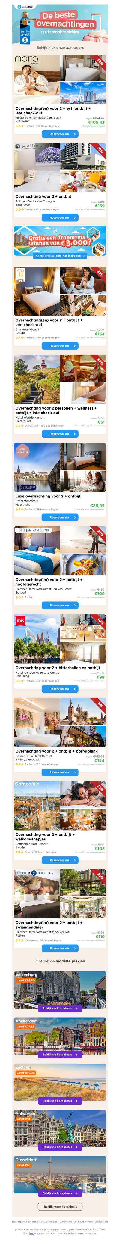 🏨❄️ Voordelig een nachtje weg tijdens de winter? Ontdek de beste hoteldeals op de mooiste plekjes.