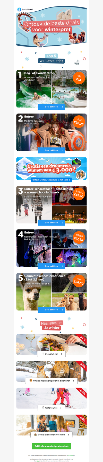 Geniet deze winter van kortingen tot 70% op winterse uitjes. Bekijk onze top 5. ⛄