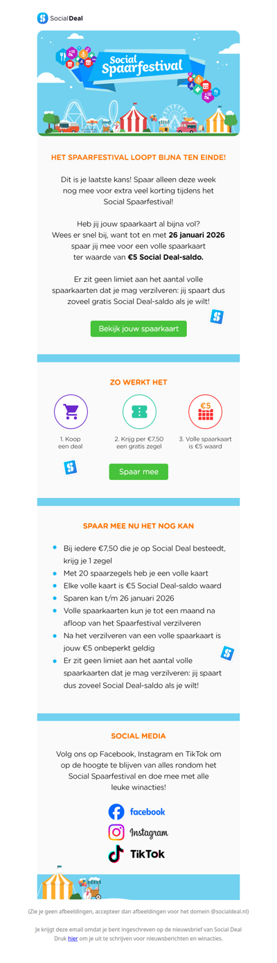 🎪 Het Social Spaarfestival loopt bijna ten einde! 🎈