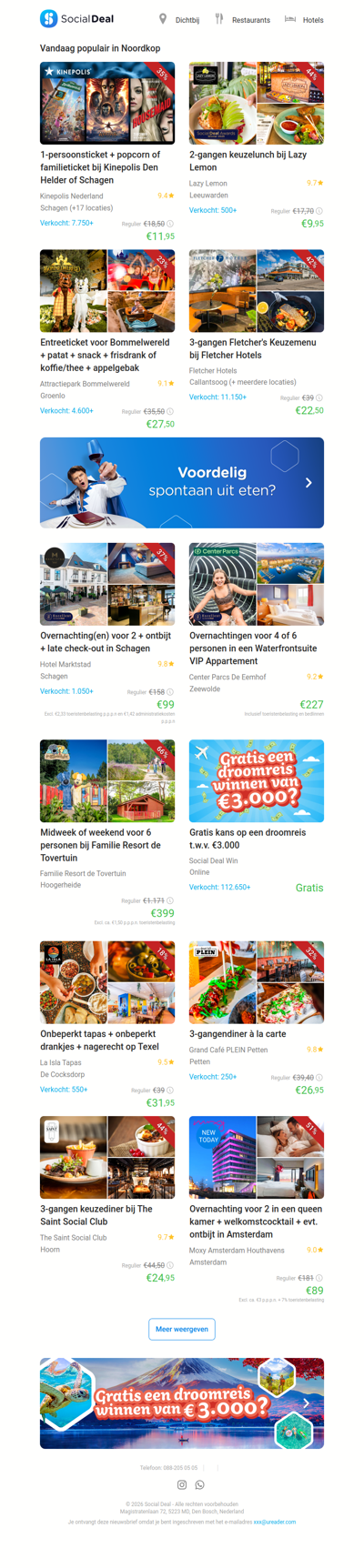 1-persoonsticket + popcorn of familieticket bij Kinepolis Den Helder of Schagen | 2-gangen keuzelunch bij Lazy Lemon