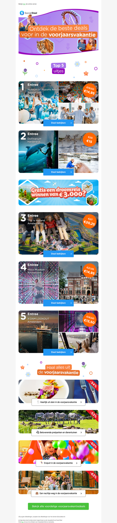 Op zoek naar inspiratie voor in de voorjaarsvakantie? 🌼 Bekijk de beste voorjaarsdeals en trek er voordelig op uit! 🎢😍