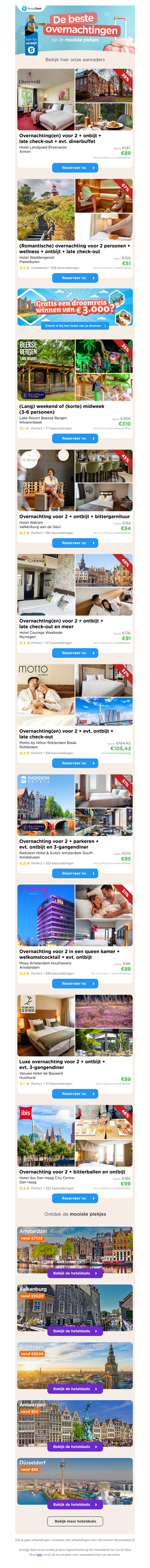 🏨🐦Voordelig een nachtje weg in de voorjaarsvakantie? Ontdek de beste hoteldeals op de mooiste plekjes.