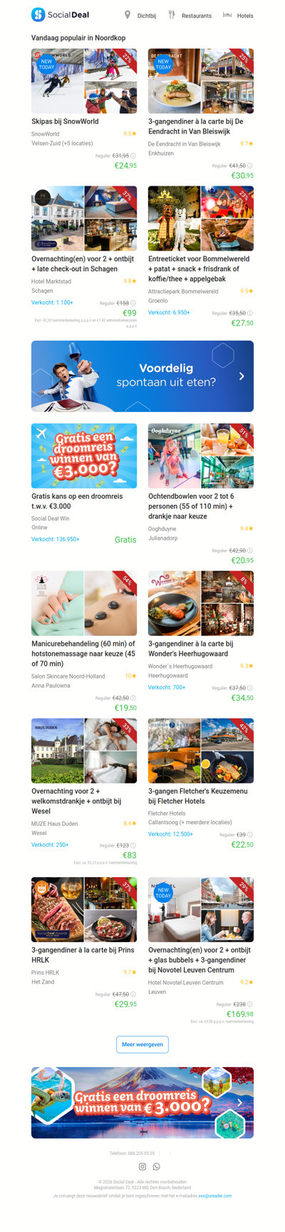 Skipas bij SnowWorld | 3-gangendiner à la carte bij De Eendracht in Van Bleiswijk