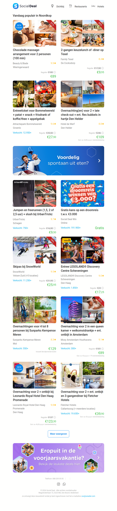 Chocolade massage-arrangement voor 2 personen (100 min) | 2-gangen keuzelunch of -diner op Texel