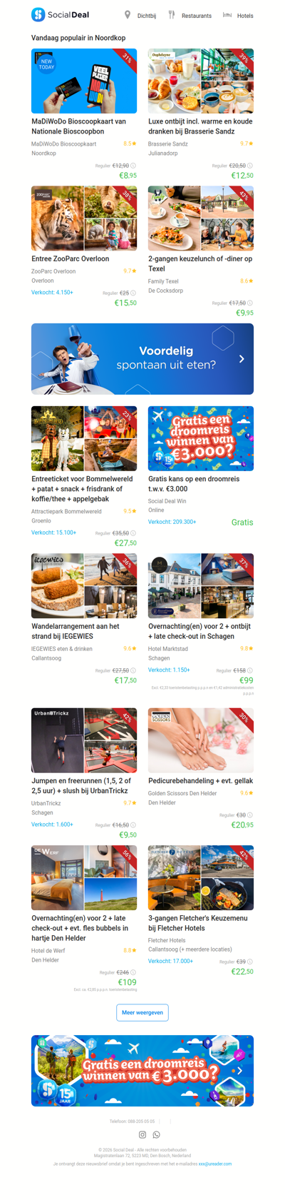 MaDiWoDo Bioscoopkaart van Nationale Bioscoopbon | Luxe ontbijt incl. warme en koude dranken bij Brasserie Sandz