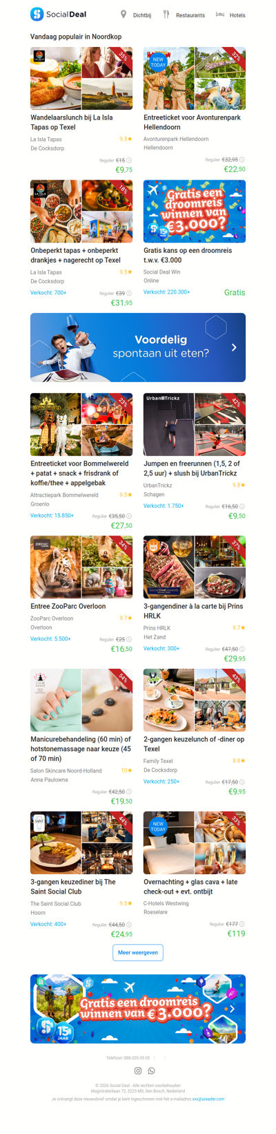 Entreeticket voor Avonturenpark Hellendoorn | Wandelaarslunch bij La Isla Tapas op Texel