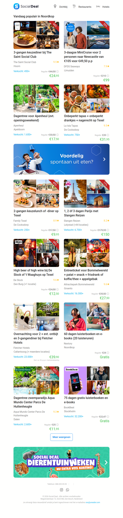 3-daagse MiniCruise voor 2 personen naar Newcastle van €105 voor €49,50 p.p | 3-gangen keuzediner bij The Saint Social Club