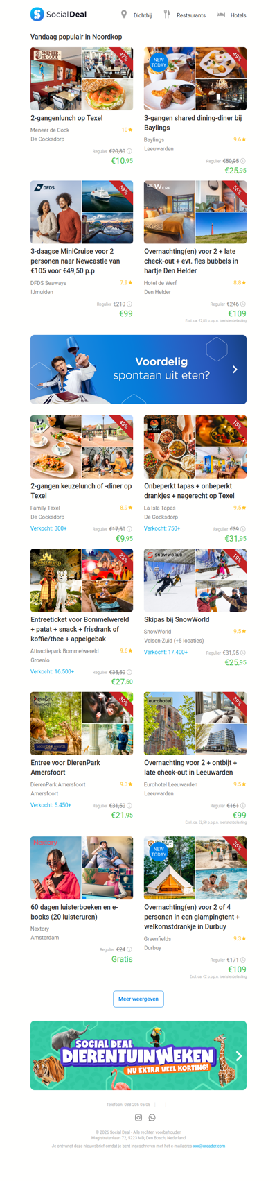 3-gangen shared dining-diner bij Baylings | 2-gangenlunch op Texel