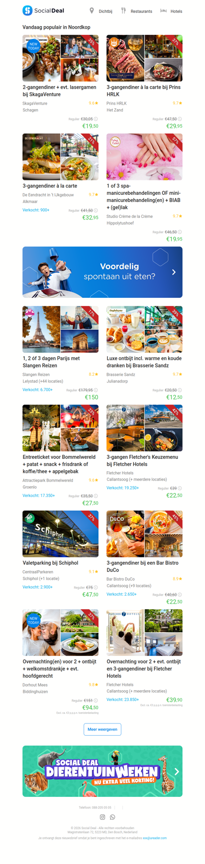 2-gangendiner + evt. lasergamen bij SkagaVenture | 3-gangendiner à la carte bij Prins HRLK