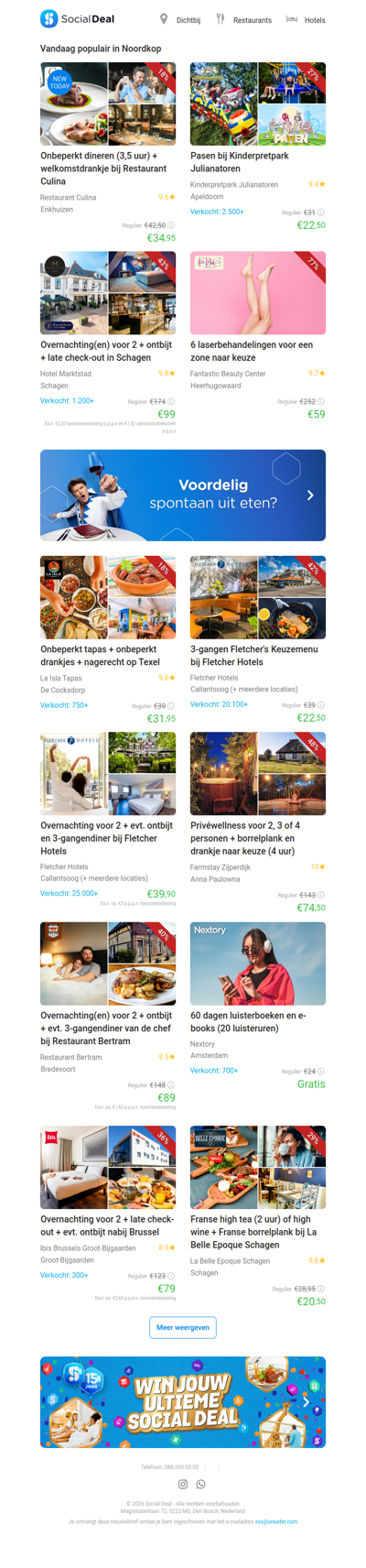 Onbeperkt dineren (3,5 uur) + welkomstdrankje bij Restaurant Culina | Pasen bij Kinderpretpark Julianatoren