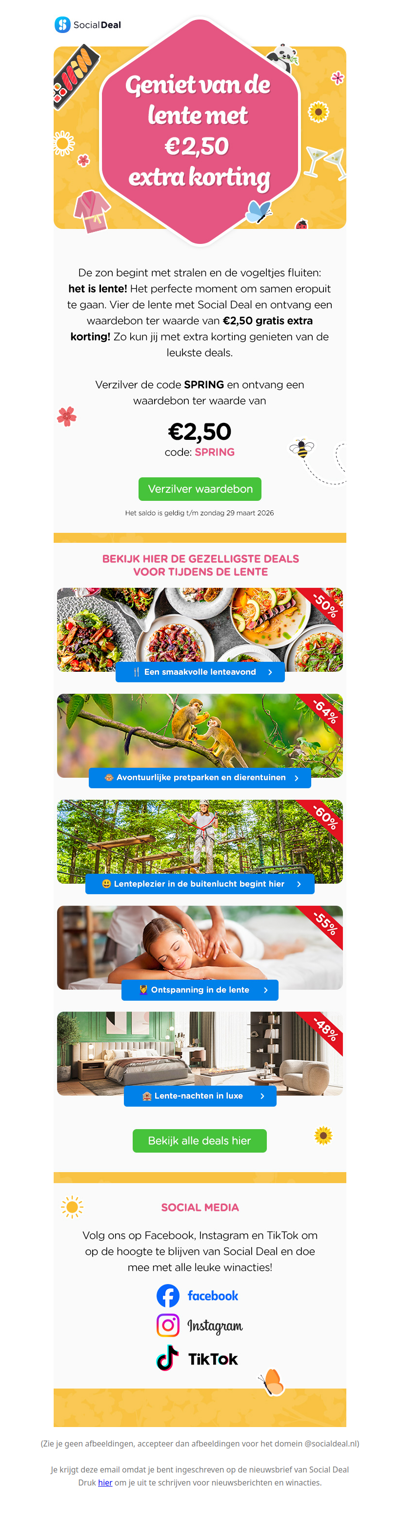 🌷 Gratis €2,50 extra korting: vier de lente! 🌞