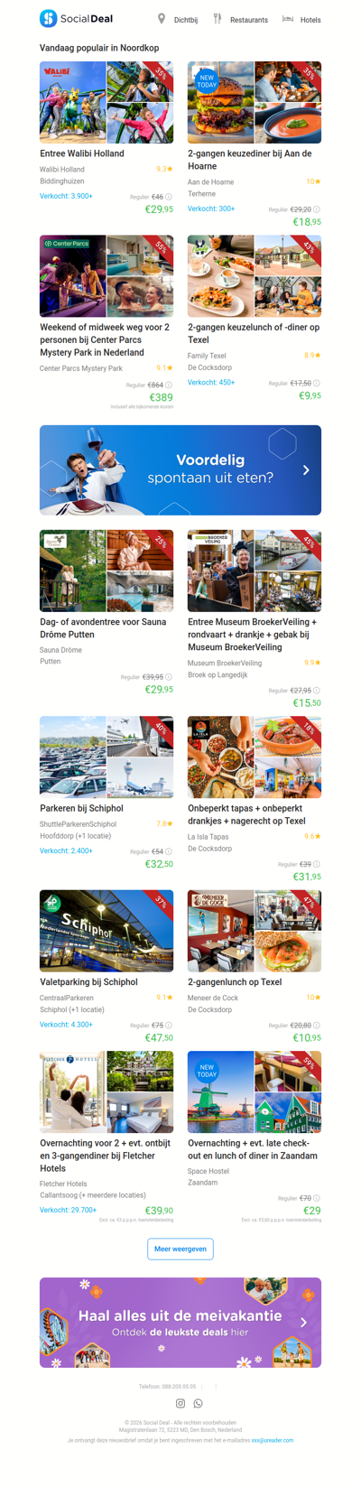 2-gangen keuzediner bij Aan de Hoarne | Entree Walibi Holland