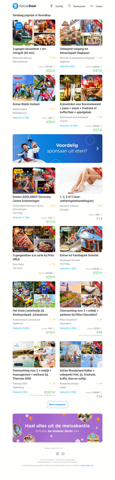 3-gangen keuzediner + evt. minigolf (60 min) | Onbeperkt toegang tot Attractiepark Slagharen