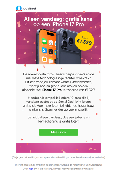 😱 Alleen vandaag: gratis kans op een iPhone 17 Pro t.w.v. €1.329 💗