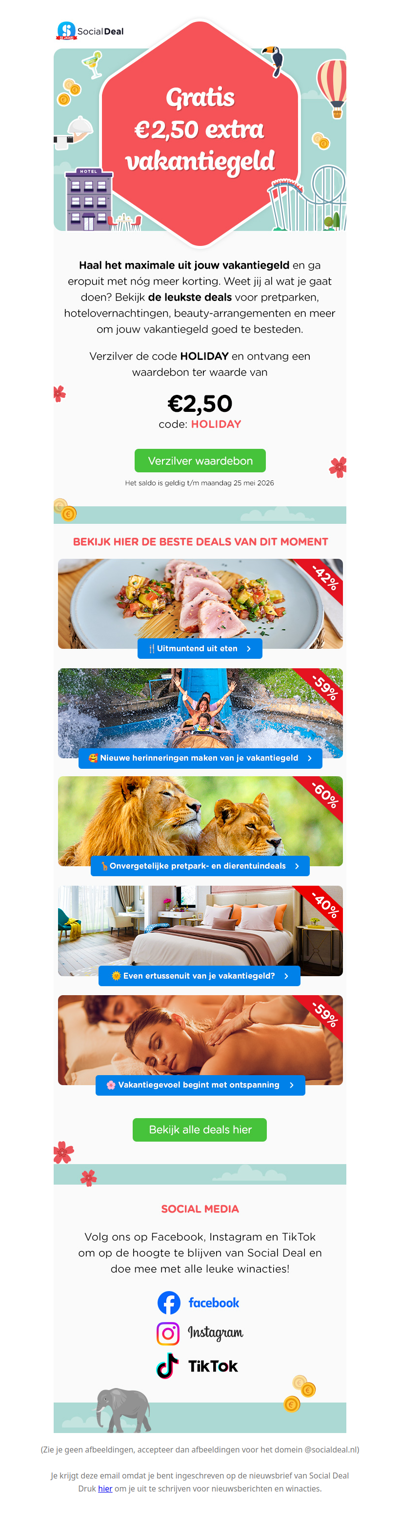 💰 Gratis €2,50 extra korting: ontvang extra vakantiegeld! 🤑