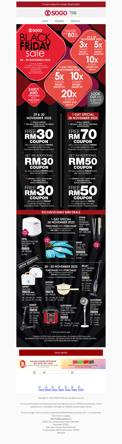 SOGO Black Friday Sale (28 - 30 November 2025)