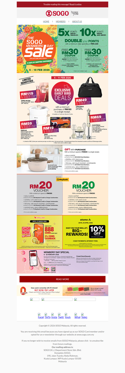 The SOGO Members' Day Sale ( 6 - 18 Feb '26 )