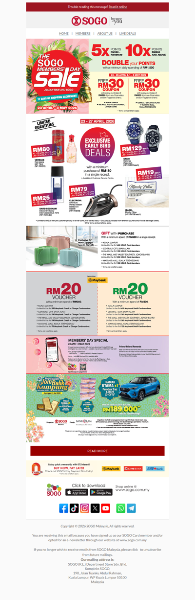 The SOGO Members' Day Sale ( 23 April - 3 May 2026 )