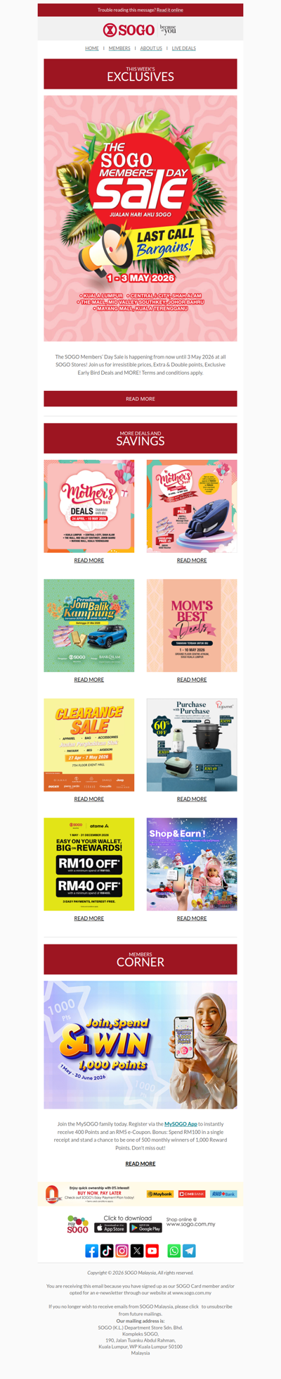 The SOGO Members’ Day Sale - Last Call Bargains & More Deals This Week!