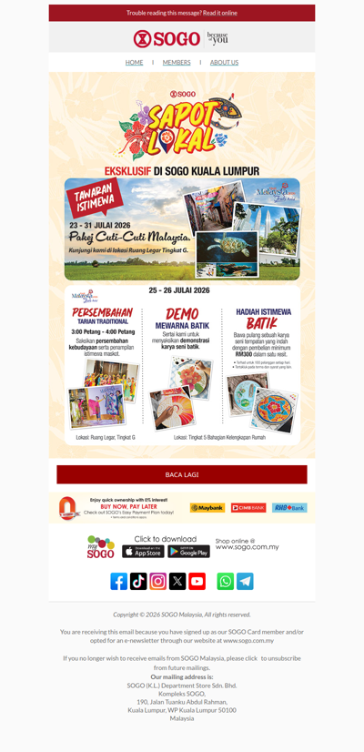 Experience SAPOT LOKAL Activities at SOGO Kuala Lumpur!