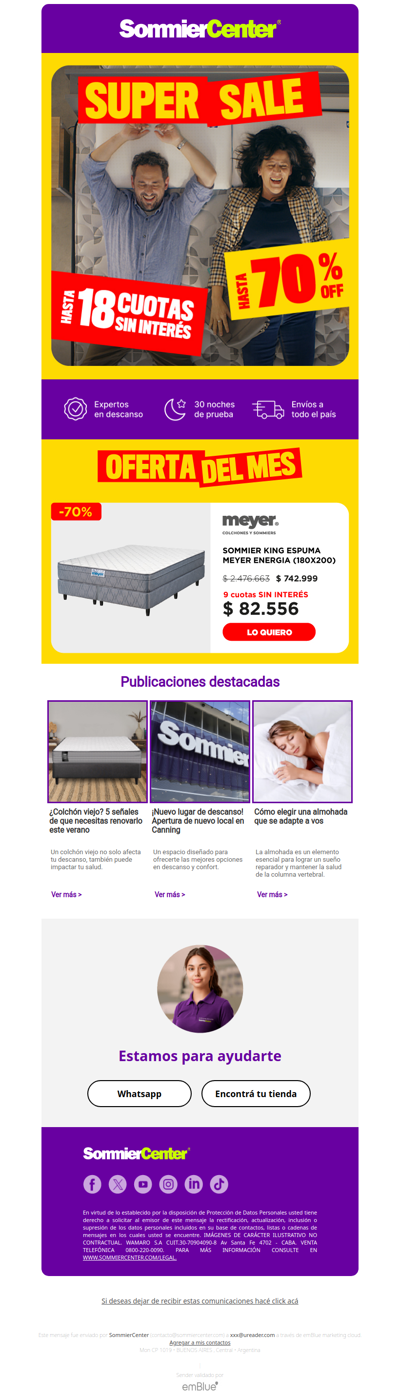 ¿Malas noches? 😴 Conseguí tu sommier en oferta y cuotas sin interés 💳