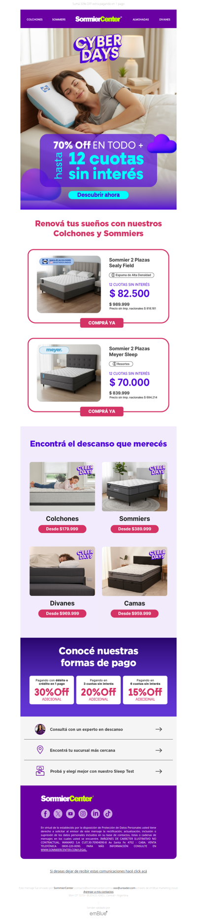 Cyber Days: 70% OFF en todo + 12 cuotas sin interés 🔥