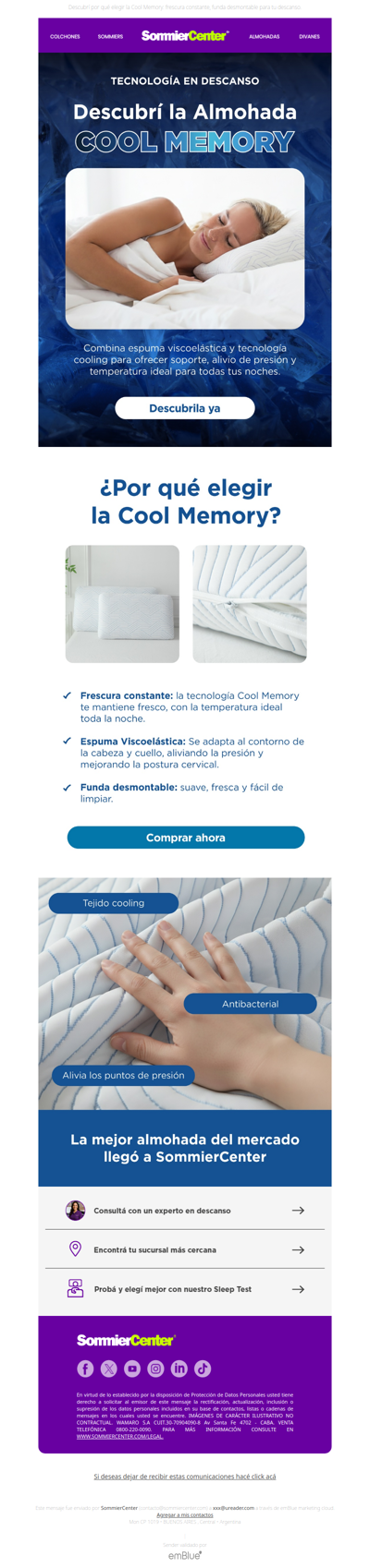 Llegó a SommierCenter la mejor almohada del mercado  💜