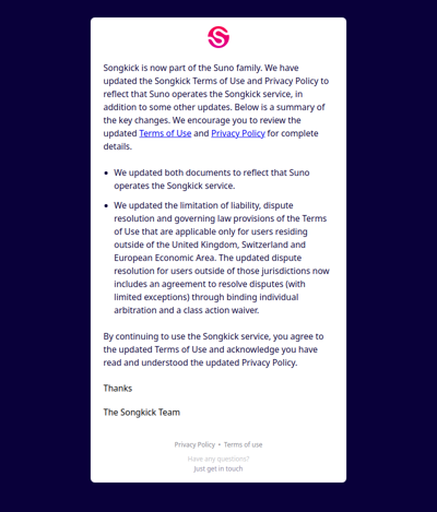Updates to Songkick Privacy Policy