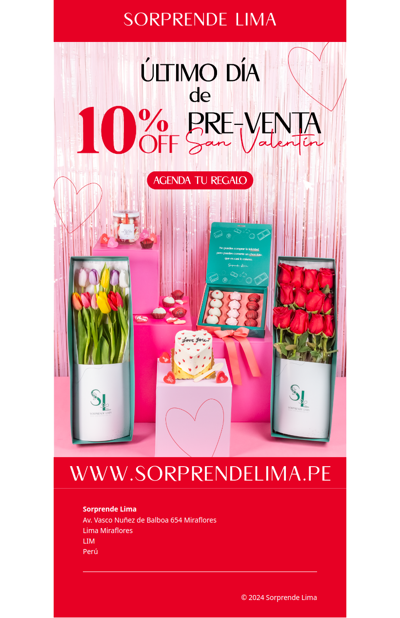 🚨¡ULTIMO DÍA DE DESCUENTO!🚨 Aprovecha el 10% OFF para sorprender este San Valentín ❤️