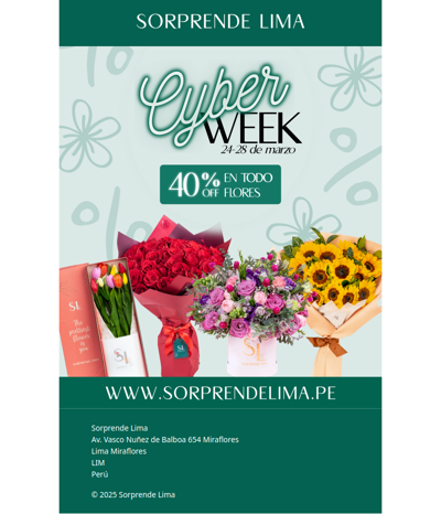 💐¡CYBERWEEK EN FLORES!💐 No te pierdas el 40% de descuento en cualquier producto de flores 🤩