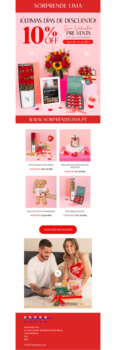 ❤️ ¡ÚLTIMOS DÍAS DE DESCUENTO DE SAN VALENTÍN! ❤️ ¡Te regalamos 10%OFF para que sorprendas con lo mejor de nuestra colección!