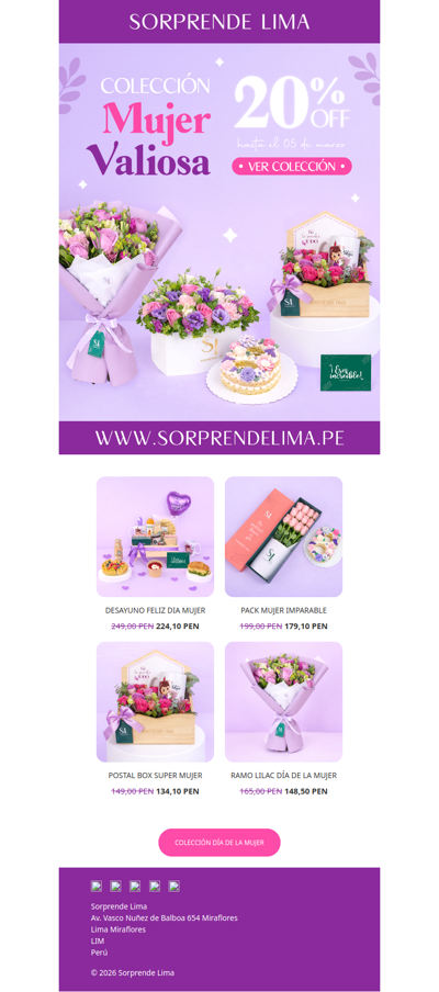 💜 08 DE MARZO: Un día para reconocer a la mujer que admiras 💜 ¡Te regalamos 20%OFF en nuestra colección para celebrarlas!