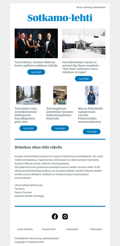 Suora lähetys torstaina