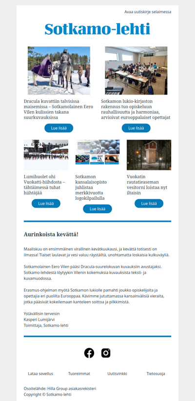 Suurelokuvan kulisseissa ja kansainvälisyyttä lukiolla