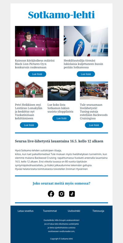 Suora lähetys autotapahtumasta
