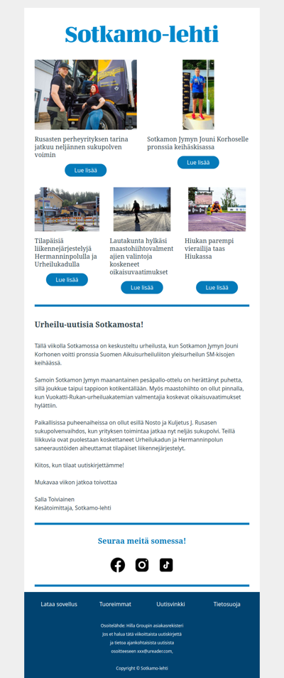 Urheilukuulumisia Sotkamosta