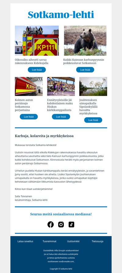 Sotkamo-lehden tuoreimmat kesäkuulumiset