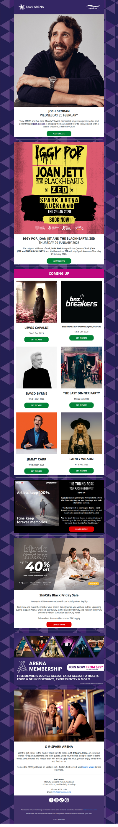 JUST ANNOUNCED: Josh Groban + Iggy Pop, Joan Jett and The Blackhearts, and ZED!