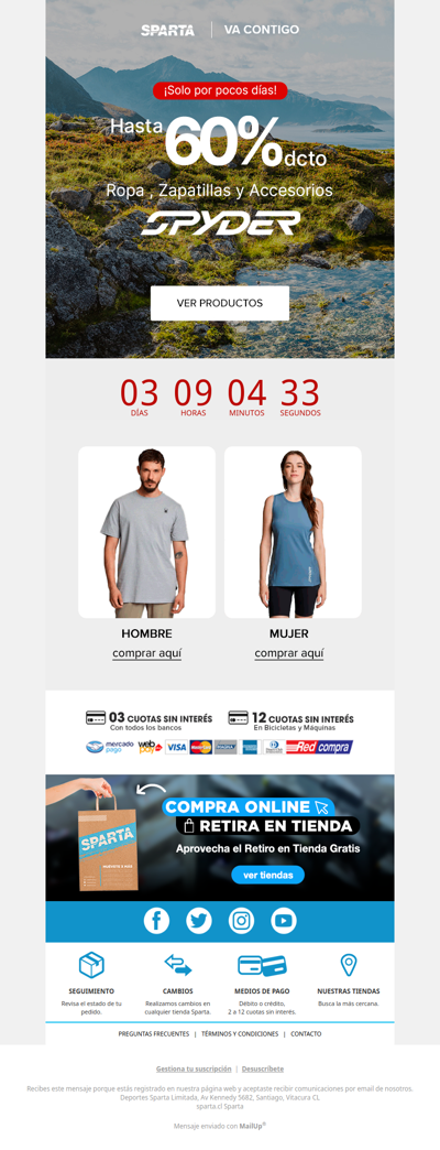 🚨Hasta 60%dcto en todo Spyder⛰️ ¡Sólo por pocos días!