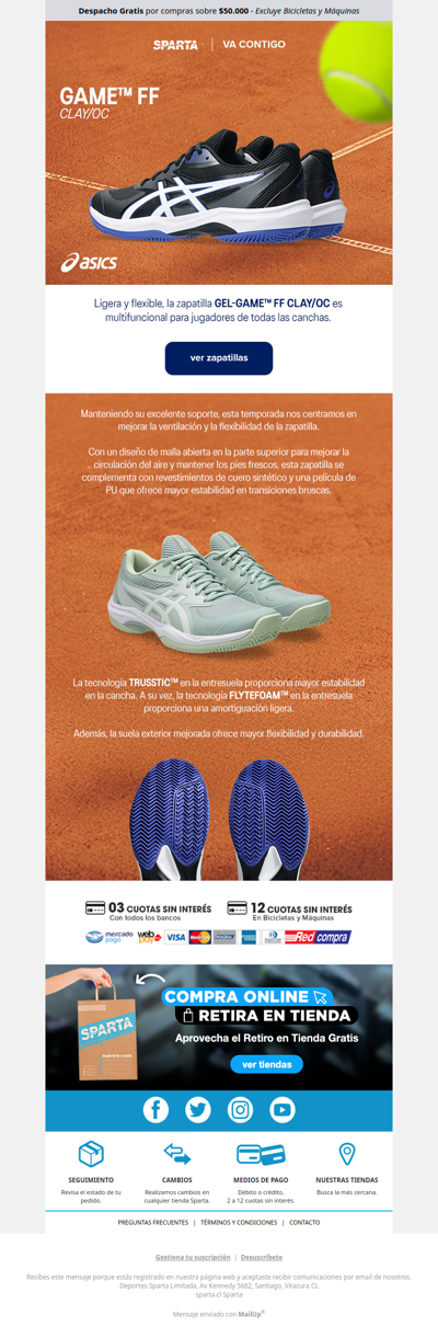 🎾Zapatillas ASICS GEL-GAME™ FF CLAY: Control y rapidez en la cancha