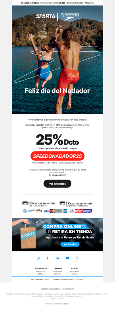🏊Celebramos con 25% OFF en Speedo por el Día del Nadador