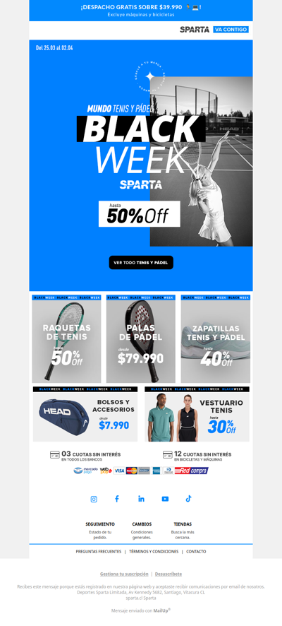 Hasta 50% OFF en tenis y pádel 🎾