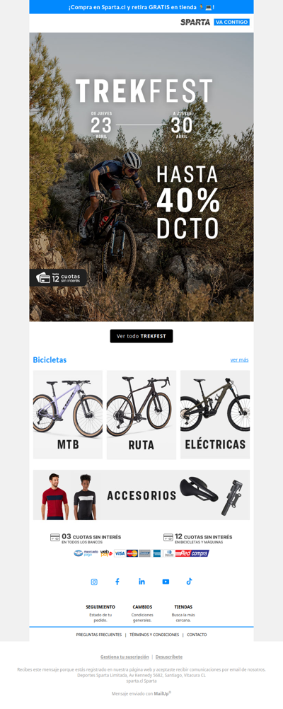 ⚡ TREKFEST: Hasta 40%OFF en Sparta 🚲