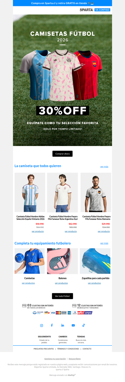30% OFF en camisetas de fútbol 2026⚽