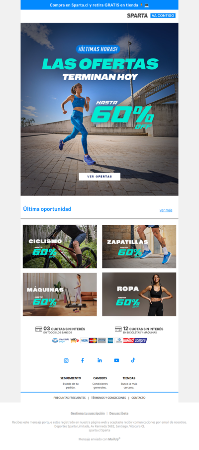 ⏰ ¡Últimas horas! Hasta 60%OFF en Sparta 🔥