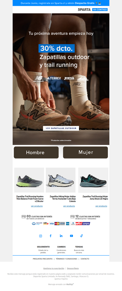 ⏰ No te pierdas el 30% OFF en zapatillas Outdoor
