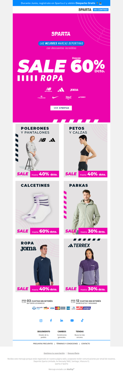 Hasta 60% DCTO en ropa deportiva 🔥